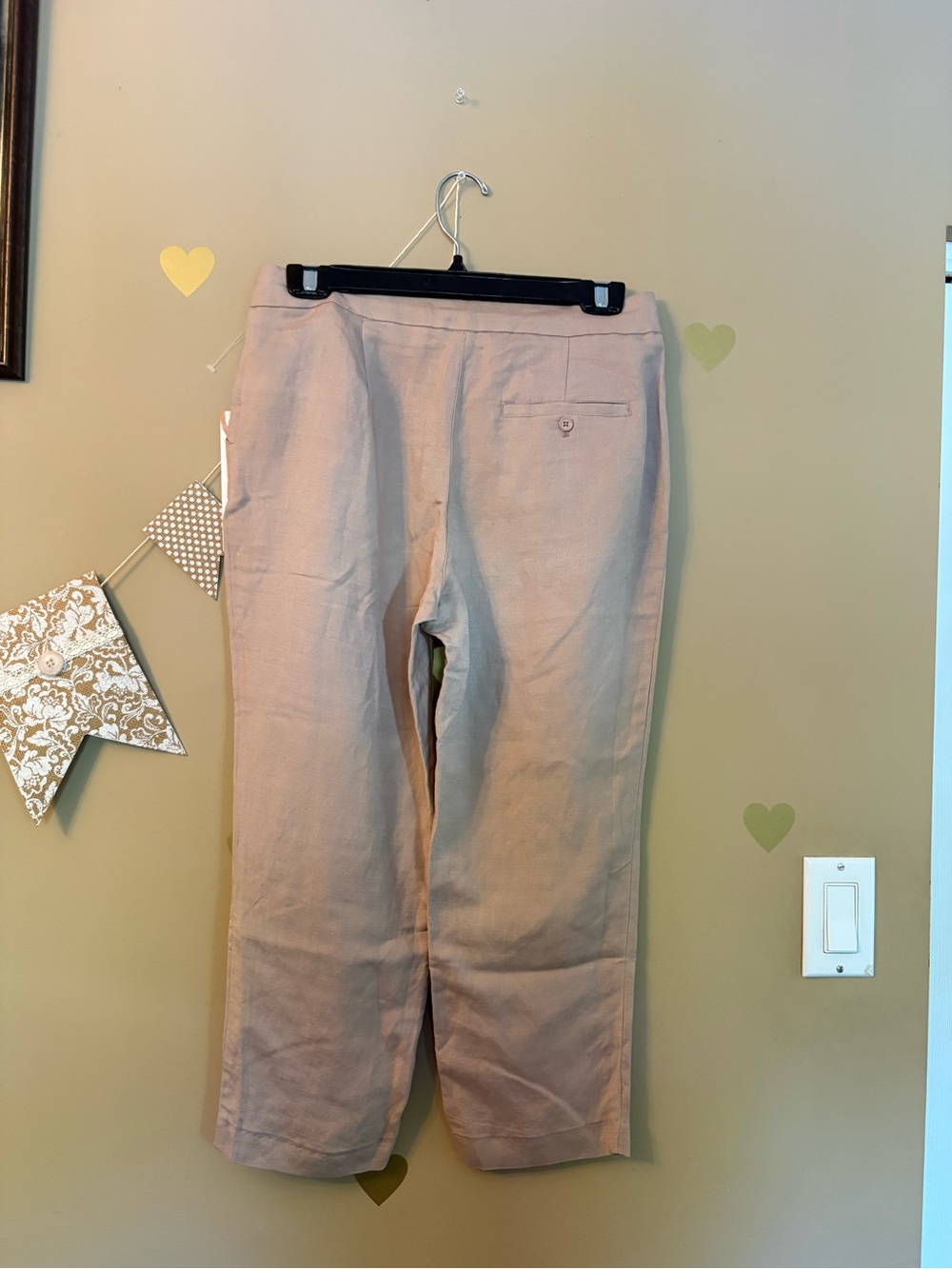 Black Tape Cropped Drawstring Linen-Blend Pants in Pinky-Taupe - Picture 12 of 12